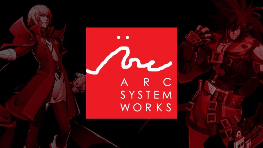 Imagem mostra um banner da desenvolvedora Arc System Works em cor vermelho